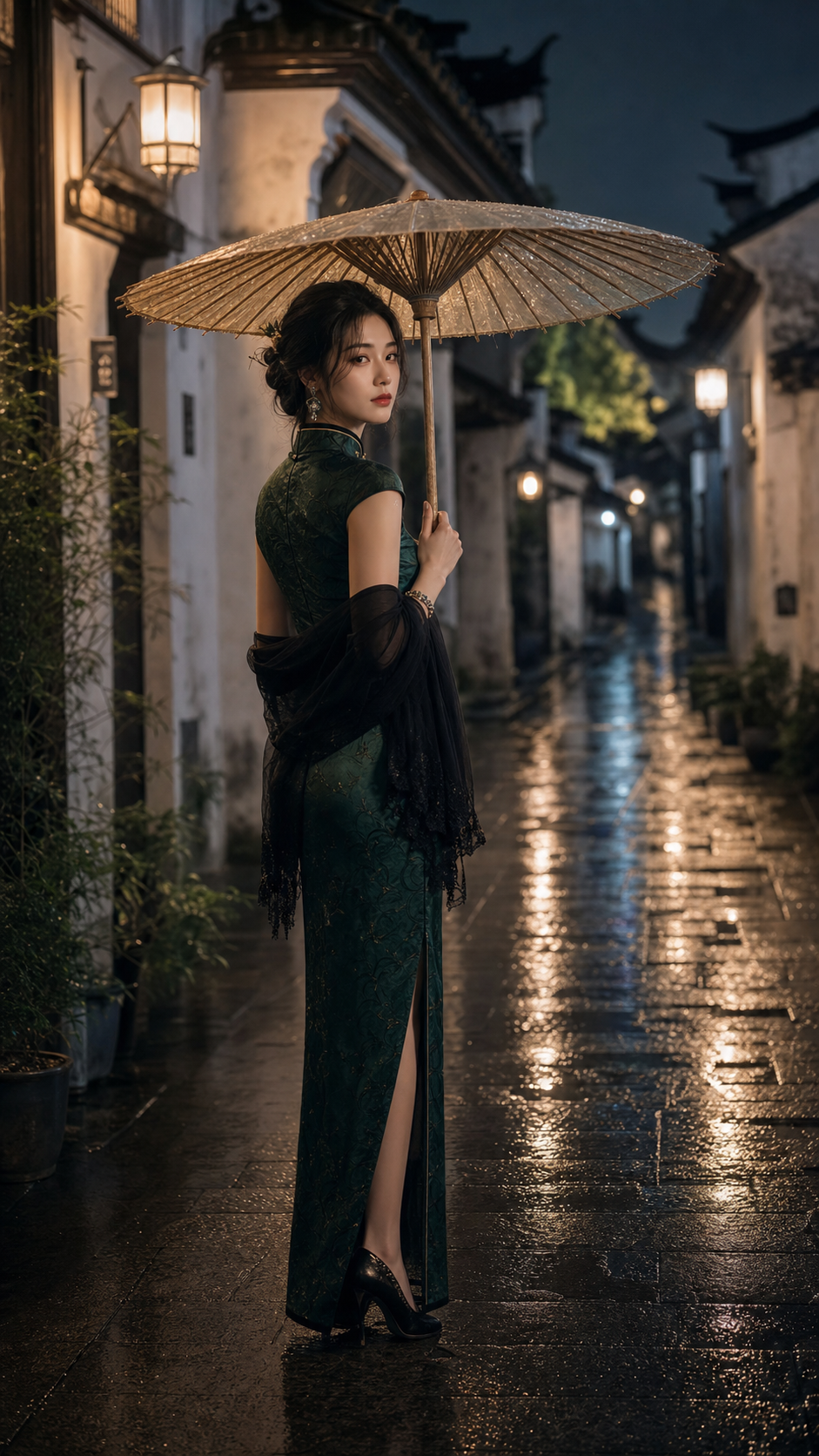 江南夜巷旗袍