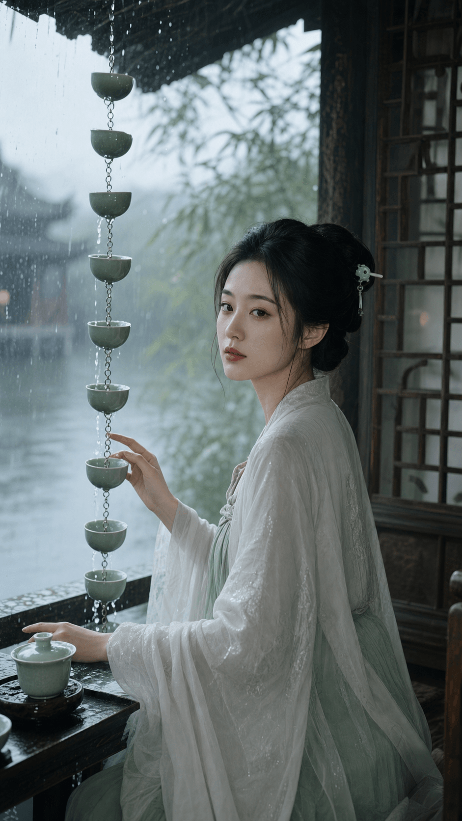 青瓷听雨