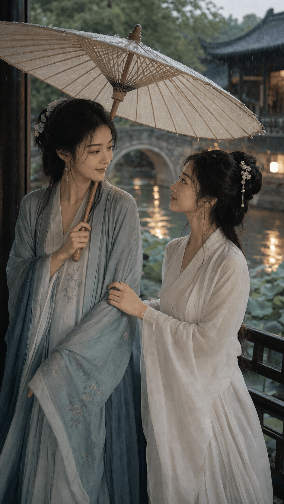 江南湖亭共伞