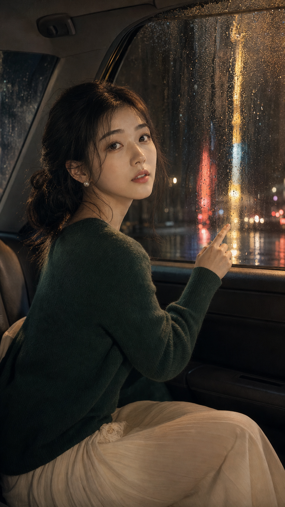 雨夜出租车窗